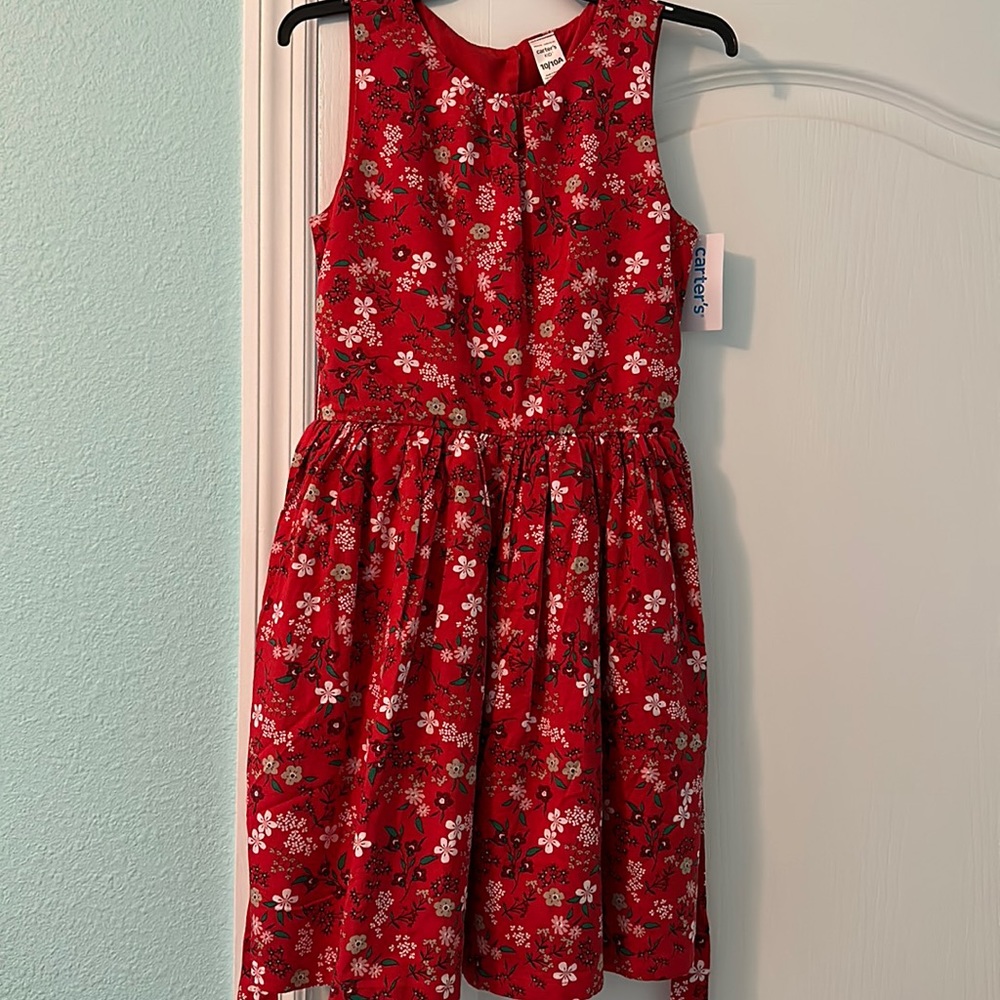 NWT Carter’s Girls Red Floral Dress in 10
